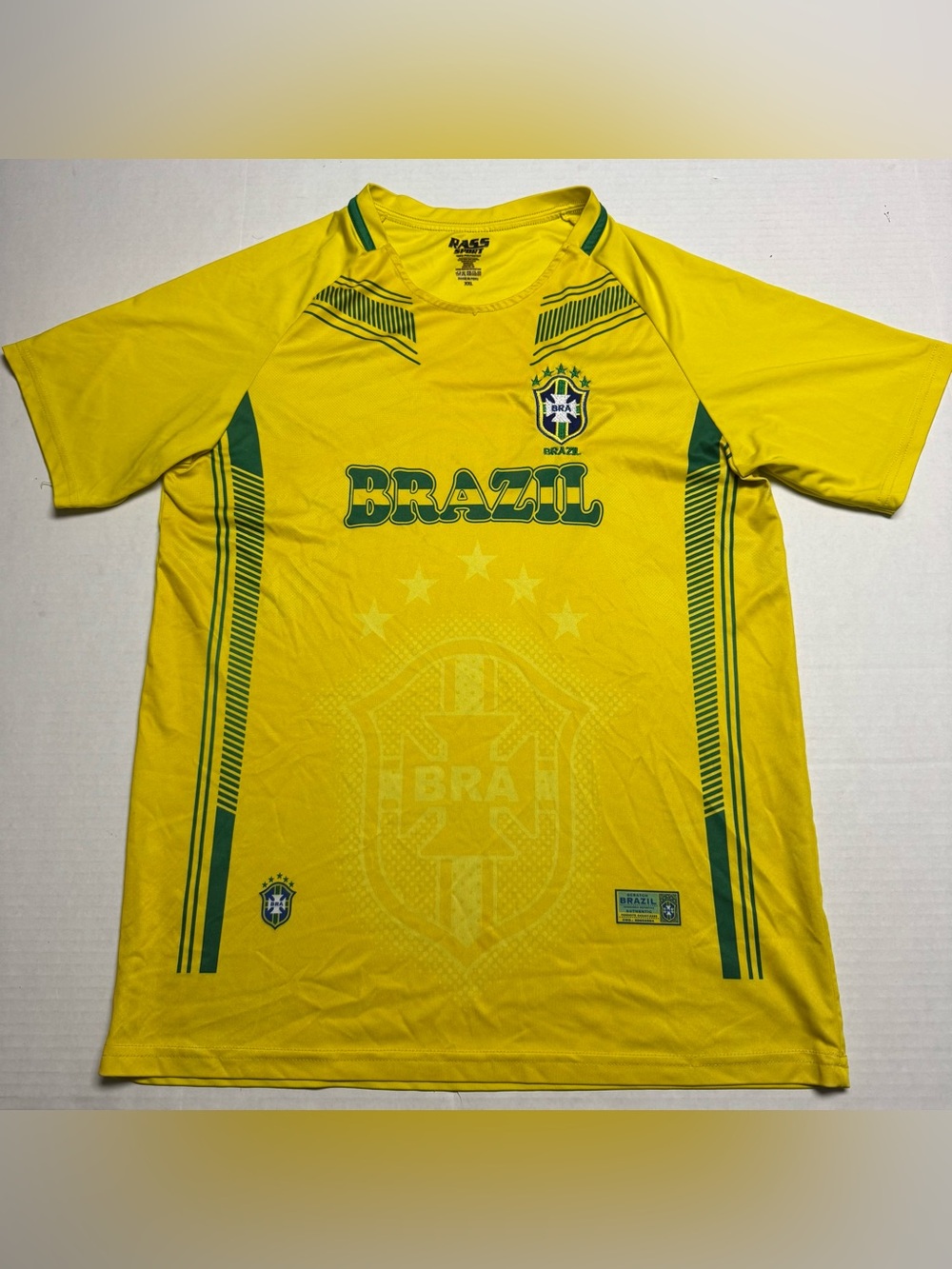 Rass Sport Brazil Football/Soccer Jersey in Yellow Green XXL (Fits Like L or XL)